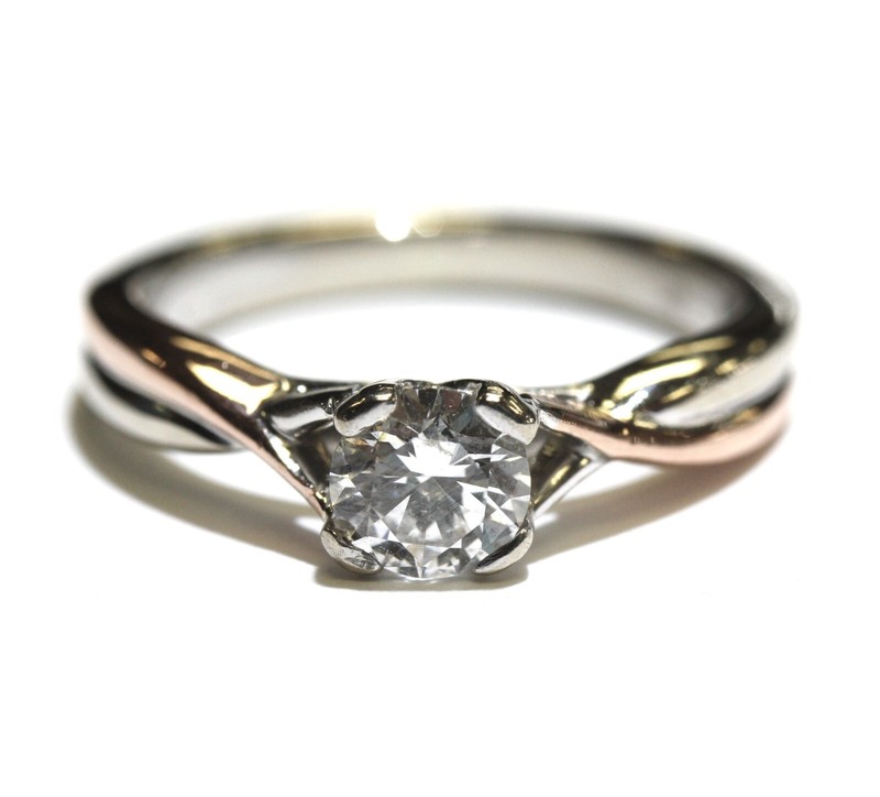 GIA 14k white rose gold .61ct I1 D round diamond solitaire engagement ring 4.3g