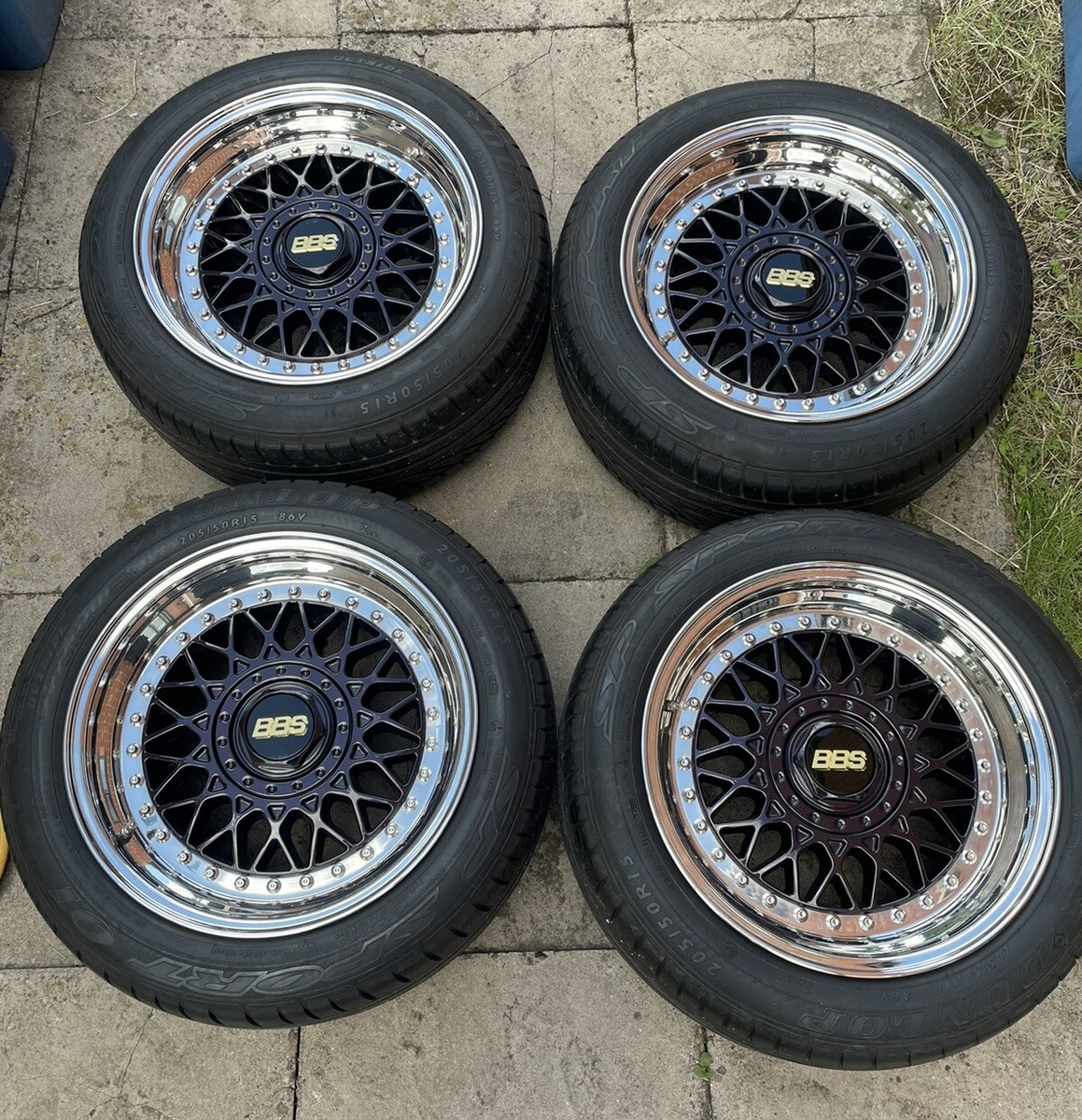 GENUINE SET OF 4 15” BBS RM ALLOYS & TYRES MK1 GOLF MK2 LUPO POLO