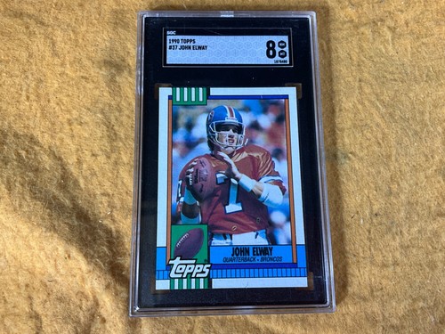 O11-49 FOOTBALL CARD - JOHN ELWAY - DENVER BRONCOS - 1990 TOPPS - #37 - GRADE 8 - Bild 1 von 5