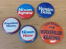 LOT of 5 Vintage REPUBLICAN buttons RONALD REAGAN Bush NIXON Rockefeller