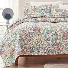  3-Piece Printed Quilt Set - Full/Queen (90x96 inch | 2 Pillow Shams) Paisley