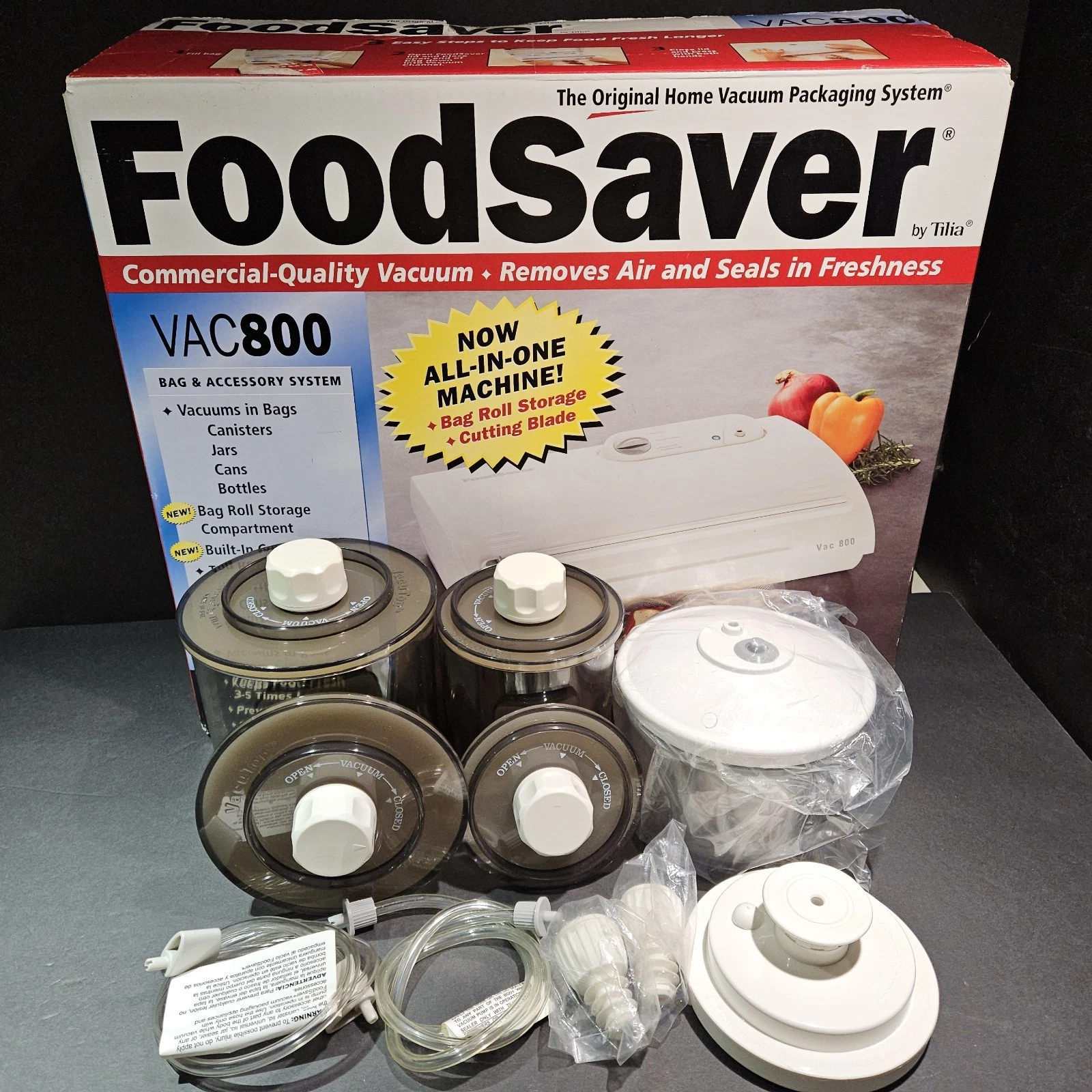 FoodSaver Vacuum Sealer Lot Containers Lids Hoses Manual WORKS VAC 800