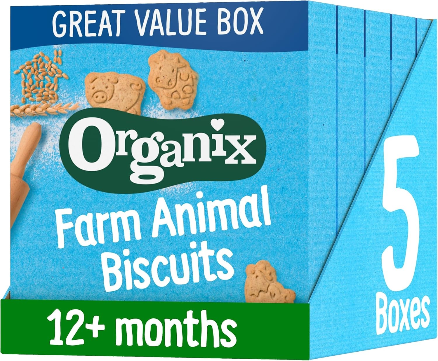 Organix Farm Animal Organic Toddler Snack Biscuits 12 Months 100g Pack of 5 7290₽