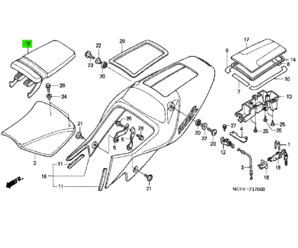 Asiento de pasajero HONDA RVT1000R A ASSY Pillion 77300-MCF-D30 2002-2006 RVT1000R A Foto 2 de 2