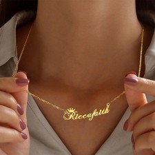 Gold Stainless Steel Personalized Name Custom Letter Women Necklace Pendant Gift