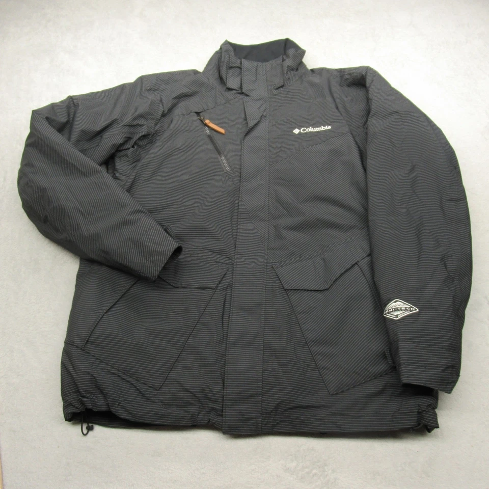 Chaqueta Columbia Para Hombre Mediana Negra Rayas Omni Impermeable Aislada Senderismo Foto 2 de 4