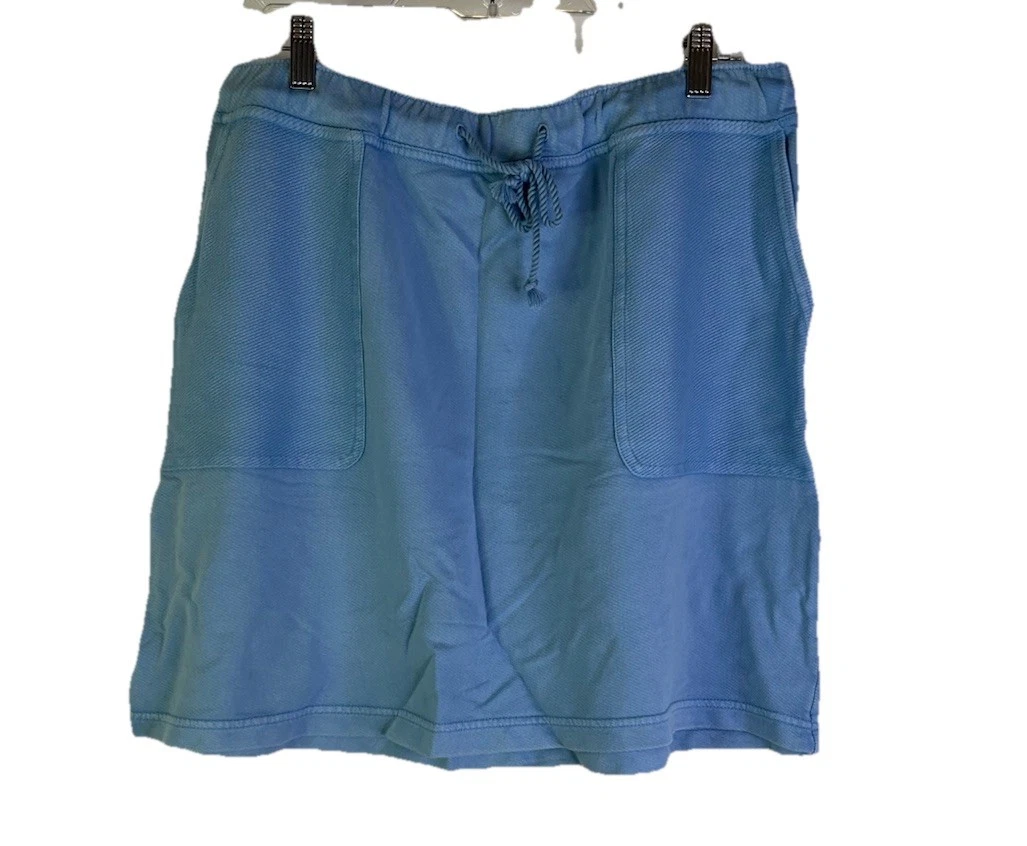 New J.Jill Womens Large Cotton Pull On Pocket Skirt Blue