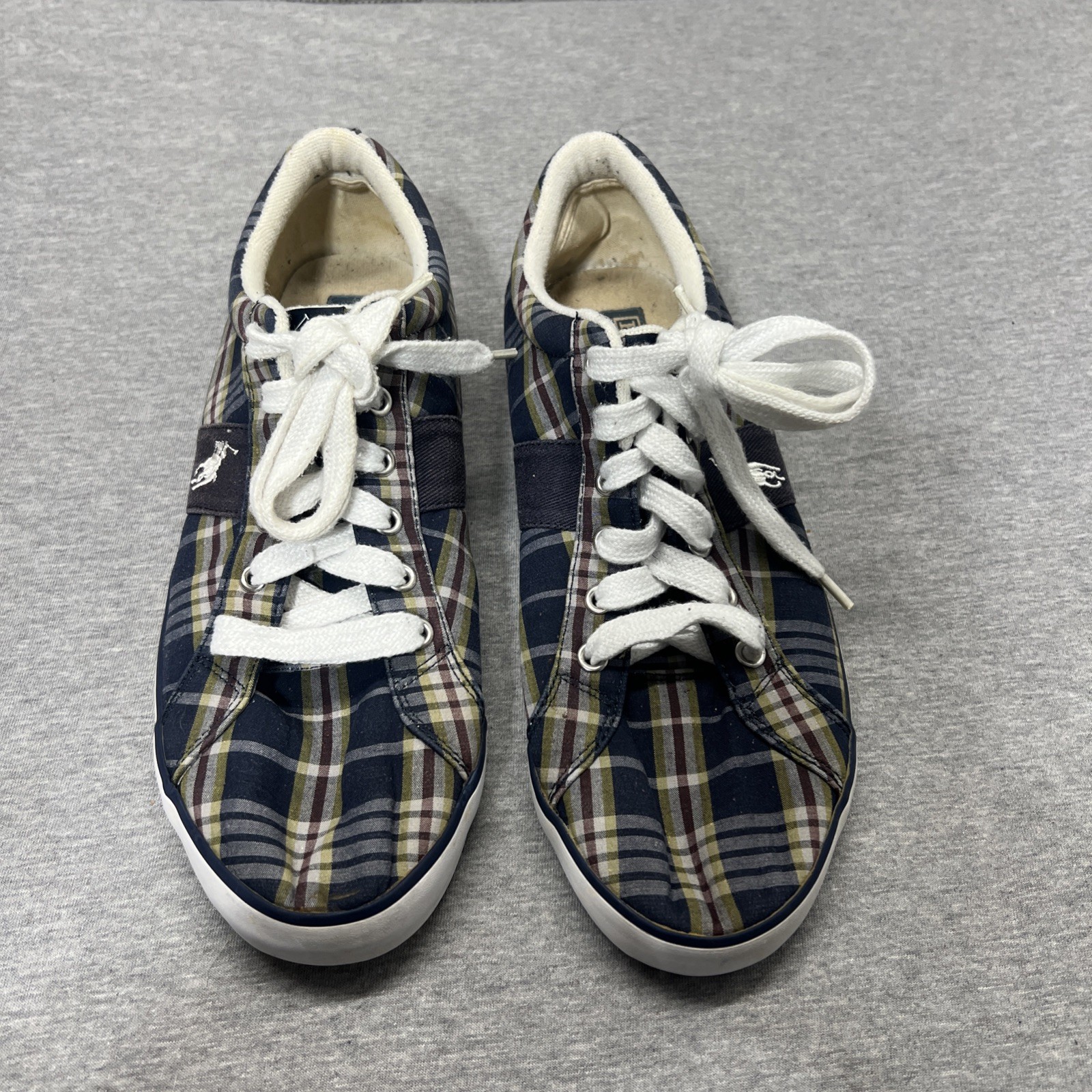 Scarpe stringate uomo Polo Ralph Lauren blu a quadri grandi pony taglia 10D