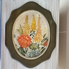 VTG 70s Cottagecore Home Decor Byron Molds Floral Plaque Earthy Warm Autumn Fall