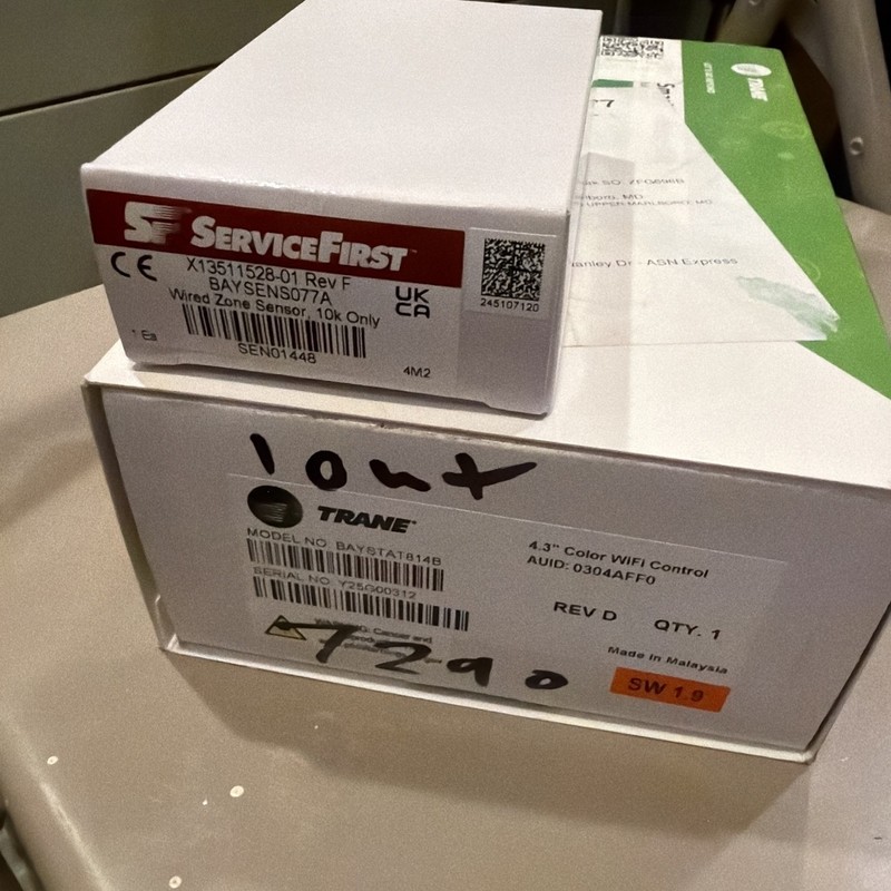 Trane Tstat Wifi Control BAYSTAT814B with BAYSENS077A zone sensor NEW!
