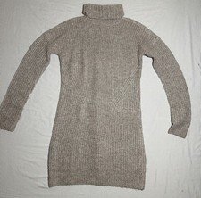 Abercrombie & Fitch Women's Medium Ribbed Turtleneck Sweater Dress Tan Oatmeal