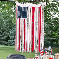 4th of July Decorations - Memorial Day Decor - 4 x 2.3 Ft Rag American Flag Bann