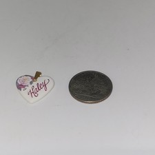 Haley Heart Shaped Kiln Fired Porcelain Metal Bail Pendant Flower graphic