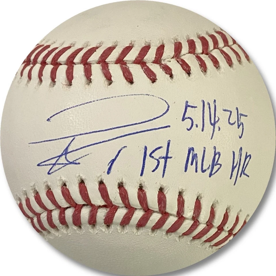 Béisbol autografiado firmado por Hye Seong Kim "1st MLB HR 5.14.25" Dodgers BAS