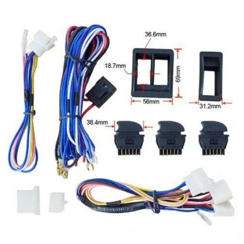 Car Auto Power Window Switch With 12V Wiring Harness Kits Universal High Quality Foto 2 de 4