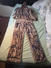 Rustic Ridge Jacket And Pants Mens Sz L Camo Hooded Scent Stop Mossy Oak Hunting