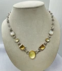 Michael Dawkins Sterling Silver Necklace With Citrine & Mother of Pearl