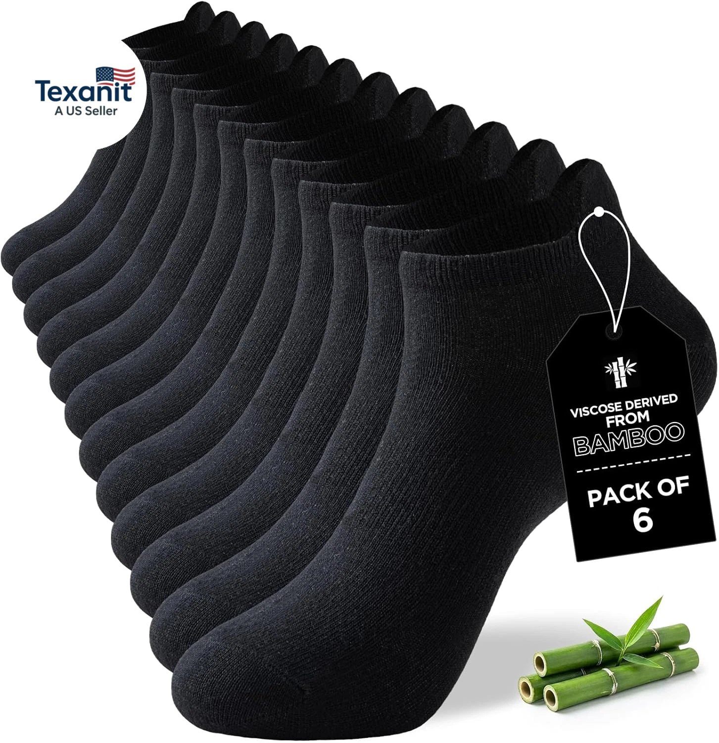 Ankle Socks for Men, 6 Pairs Bamboo Rayon Breathable Sports Low Cut Thin, Multic