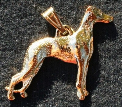 Whippet Dog 24K Gold Plated Pewter Pendant Jewelry USA Made