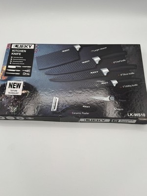 7-Piece Black Kitchen Knife Set Cleaver Chef Slicer Utility Scissors Peele