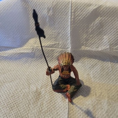 Antique COMPOSITION Indian FIGURINE Germany Elastolin w pole