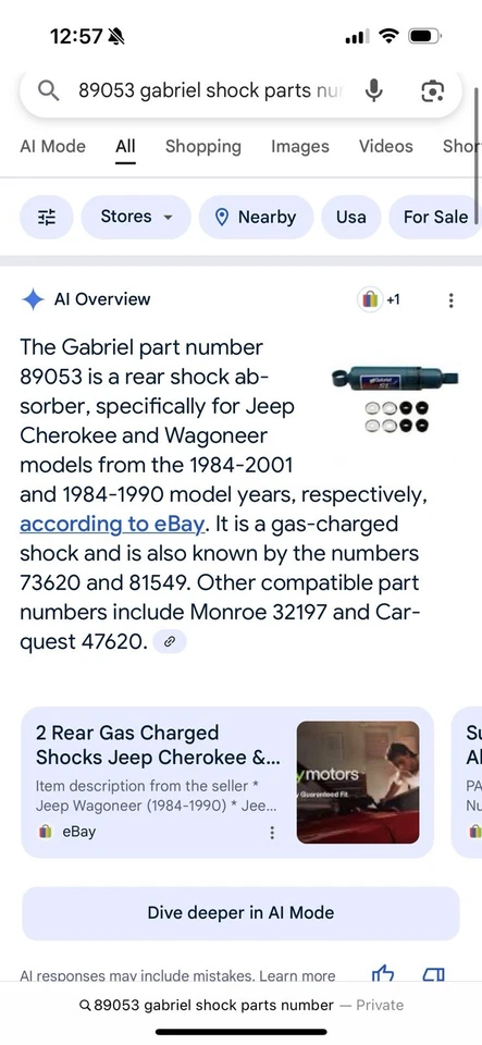 Par (2) Amortiguadores Traseros Gabriel 89053 1985-2001 Jeep Cherokee Y/o Wagoneer Foto 4 de 4