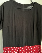 Plus Size Black An Red Polka Dot Dress With Side Pockets - Size 2XL