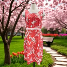 Companix Coral Floral Sleeveless Midi Dress Large Summer Cottagecore Y2K Chic