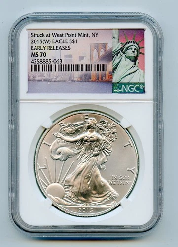 2015(W)  American Silver Eagle 1 OZ NGC MS70 Early Release -  West Pont Mint