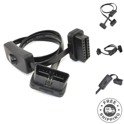 Flexible 70cm OBD-II Extension Cord with Power Switch for Easy Car Diagnostics