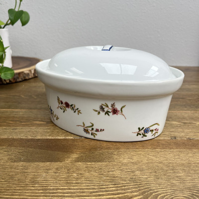 Vintage BIA Cordon Bleu Floral Covered Casserole Dish with Lid Ovenware Serving