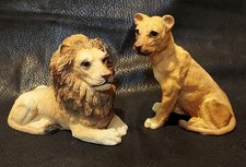 Vintage Stone Critter Figurine-LOT (2) Lion & Lioness