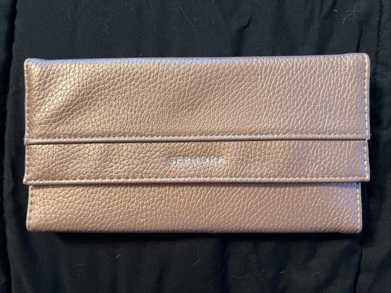 Sephora Makeup Brush Bag with Contouring Tutorial NEW Gold Exterior & Black In