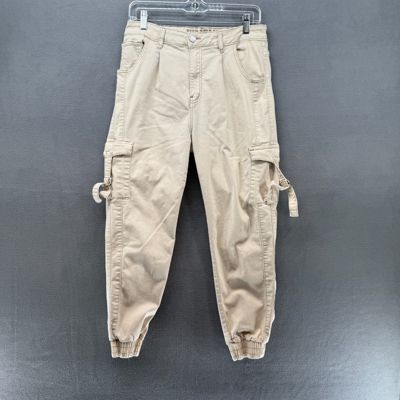 VIP Jeans Cargo Pants Womens 15/32 Beige Khaki Twill Jogger Utility Pockets