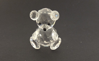 Swarovski Crystal Sitting Teddy Bear Figurine  2 in. Tall Black Eyes Nose