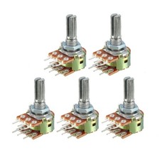 5pcs 500K Ohm Variable Resistors Dual Rotary Carbon Film Taper Potentiometer