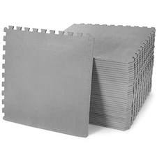 BalanceFrom Fitness 144 Sq Ft Interlocking EVA Foam Exercise Mat Tiles, Gray