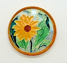 Vintage (1930s) Westraven Utrecht polychrome glazed ceramic sunflower coaster