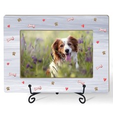 Dog Mom Gifts Dog Picture Frame, 4 x 6 Photo Frame, Wooden, Blue, Pet Paw Sty...