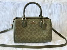 NWT Coach Rowan Satchel Bag In Signature Canvas CV961 Gold/Olive