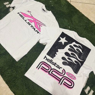 Hellstar x PnP white and pink T-shirt 2 side reprint VK01731