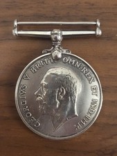 Old collectible Real WWI British War Silver Medal 1914-1918 George V.