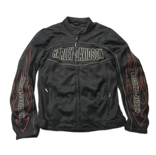 Harley Davidson Motorcycle Riding Gear Jacket Flames Men’s S Mesh Double Sided