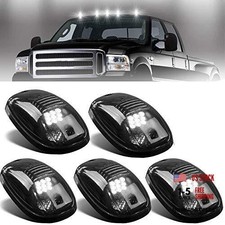 5pcs Smoked LED Cab Marker Lights White 9 LED Roof Top Clearance Lights
