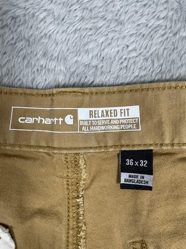 Pantalones Carhartt Resistentes Flexibles Hombres 36x32* Marrón Lona Doble Frente Ropa de Trabajo Utilitaria - Imagen 12 de 14