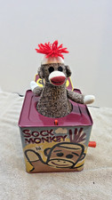 Sock Monkey Jack in the Box Schylling Toy 2008 Tin Pop Goes the Wheasel Wind Up