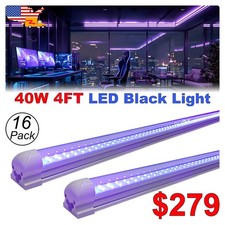 4FT 40W UV Led Black Light Bar Fixture 16 Pack with US Plug Christmas D cor Tube