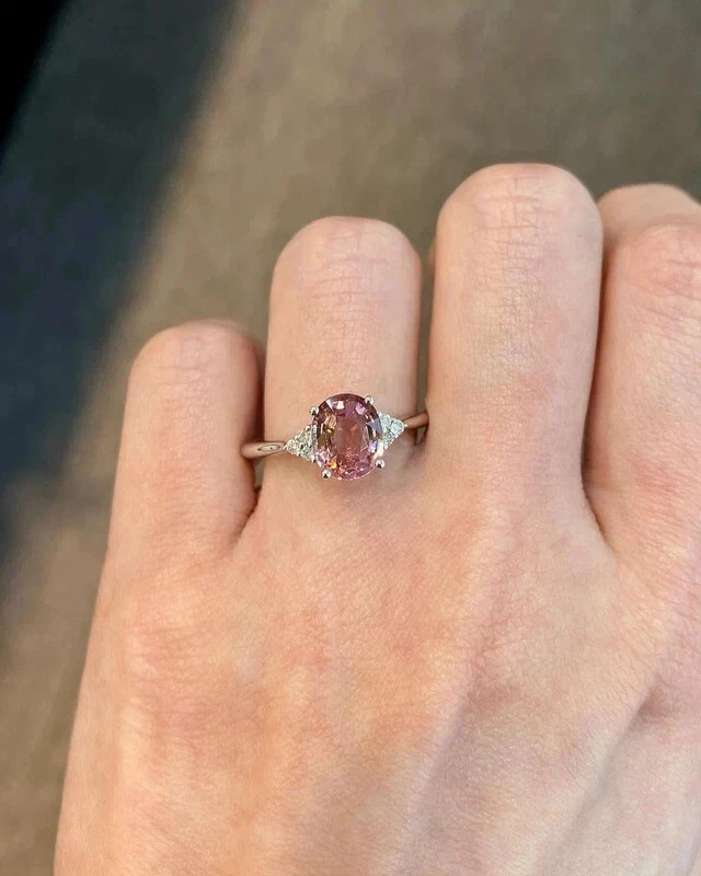 2Ct Oval Cut Lab-Created Tourmaline Women Engagement Ring 14k White Gold Plated - Image 2 of 3