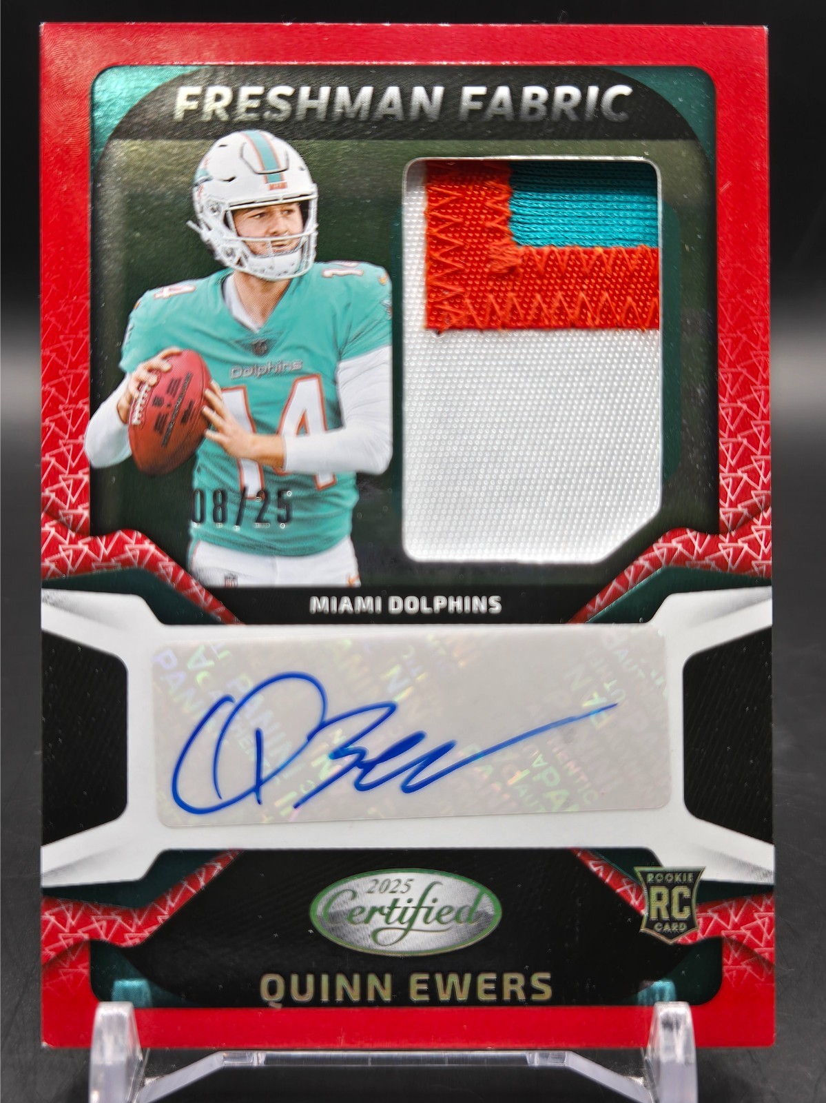 2025 Panini Certified-Quinn Ewers-3 COLOR RED ETCH Freshman Fabric Auto RPA 8/25