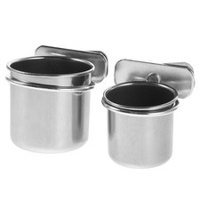 2 Pcs Parrot Stainless Steel Dish Bird Food Bowl Clamp Cage Holder